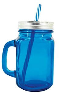 Lote de 48 Jarras Azules de Cristal + Caña. Jarras Frases para Detalles Bodas y Comuniones