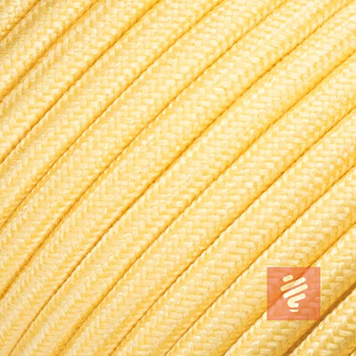 Textilkabel für Lampe, Stoffkabel 3-adrig (3x0,75mm²), Gelb - 5 Meter