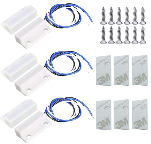 Gebildet 3 set Cablaggio Interruttore Magnetico Bianco Sensore per Porta da Incasso NO/NC Contatto per Finestra Nascosta Interruttore Reed per Controllo Accessi Sostituisci Sistema di Allarme