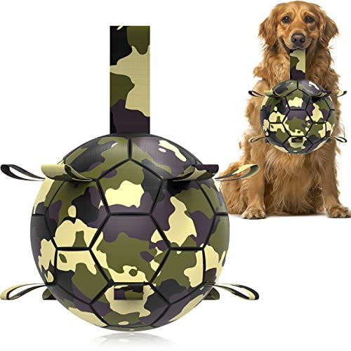 Hundespielzeug, Fußball mit Greiflaschen, interaktives Hundespielzeug zum Tauziehen, Hunde-Wasserspielzeug, langlebige Hundebälle für kleine und mittelgroße Hunde (15,2 cm)