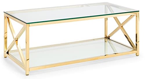 Julian Bowen Miami Couchtisch, Gold | Art Deco Mitteltisch für Wohnzimmer