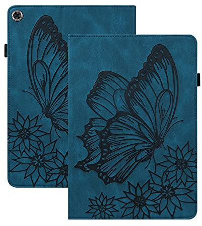 Rosbtib Hülle für Lenovo Tab Lenovo Tab M10 HD (2nd Gen) 10.1 TB-X306X/ TB-X306F 2020 Gen 2, PU Leder Schutzhülle mit Standfunktion, Vintage Schmetterling Hülle für Lenovo Tab M10 2nd - Blau