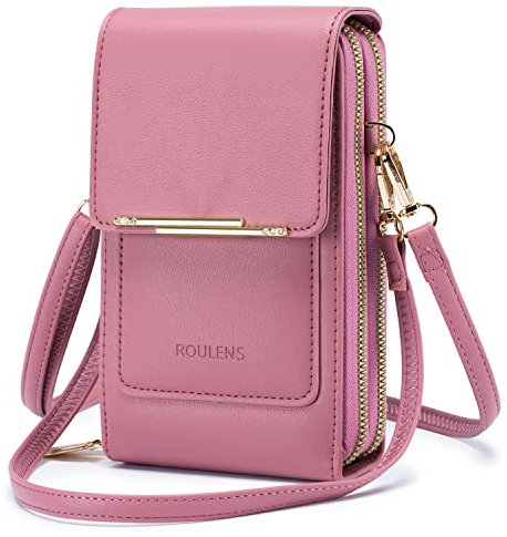 Roulens Klein Handy Umhängetasche,Damen Kleine Umhängetasche,PU Leder Crossbody Schultertasche Reisepass Handytasche mit Kartenschlitz Verstellbar Abnehmbar Schultergurt