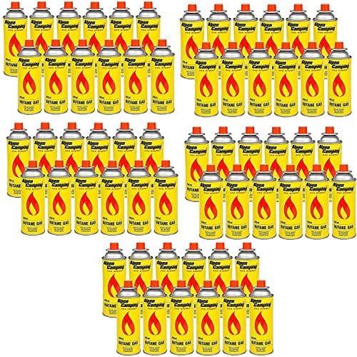 Alpen Camping Butan 60x400ml Gaskartuschen Gasflasche für Gaskocher Campingkocher Bunsenbrenner Lötbrenner 400ml EN417 (60 Stück)
