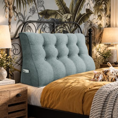 Rucener Rückenlehne Kissen Hohen Rückenlehne Kissen Großen Dreieckigen Kissen Hohen Rückenlehne für Bett Perfekt AlsKissen Zum Fernsehen und Lesen Gibt Es in Vielen Größen Grau 140 cm