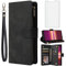 Asuwish Compatible with Sony Xperia 5 Wallet Case and Tempered Glass Screen Protector Leather Flip Cover Card Holder Stand Cell Accessories Rubber Phone Cases for Experia XZ5 Xperia5 Five Women Black