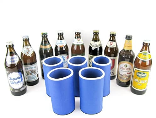 5er Set Bayrische Biere blau - Getränkekühler - Bierkühler - Flaschenkühler für alle genormten 0,5L Bierflaschen für beste Kühlung - Qualitätskühler Modell (5er Set Bayrische Biere blau)