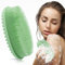 Cobee Cepillo de baño de silicona, cepillo de ducha exfoliante suave para el cuerpo, cepillo de esponja para exfoliar, cepillo de masaje, cepillo de champú 2 en 1 para mujeres y hombres (verde)