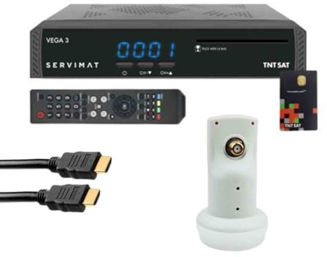 Servimat Pack Vega 3 Decodeur Satellite Full HD + Carte d'TNTSAT V6 + Câble HDMI + LNB Single HDSAT