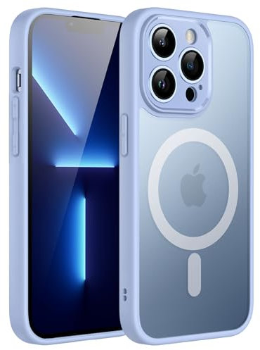 JETech Magnetic Case for iPhone 13 Pro 6.1-Inch, Compatible with MagSafe, Translucent Matte Back Camera Lens Full Protection Slim Shockproof Phone Cover (Sky Blue)