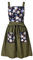 Pinknoke Vintage Schürzen-Kleid für Frauen mit Taschen, niedliches Blumenmuster, Kochschürzen für Küche, Kochen, Backen, Gartenarbeit, Olivgrün, Medium