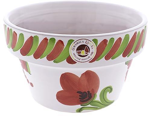 CERÁMICA ESPAÑA | Macetas de Barro Rojo | Macetas Decorativas | Macetas de cerámica | Macetas Exterior | Maceta Original - Modelo D19 | Decoración 100% Hecho a Mano | 21x21x12 cm