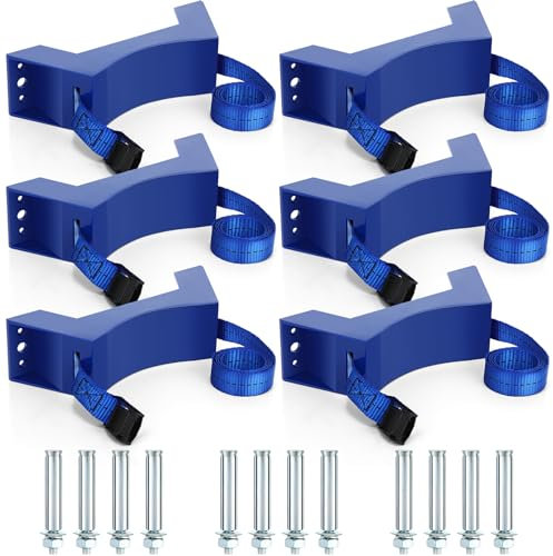 TrelaCo Lot de 6 supports muraux pour réservoir de propane et bouteille de gaz avec vis et chaîne de sécurité 104 cm pour réservoir d'azote de 10,2 à 30,5 cm de diamètre (bleu)