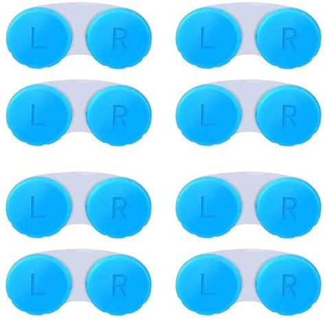 KISEER 8 Pack Blue Contact Lens Case Box Holder Container Soak Storage Kit