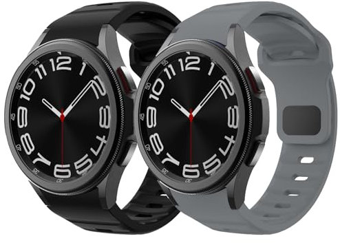 2 Pezzi Cinturino Sportivo per Samsung Galaxy Watch 6/5/4/Active 2 40mm 44mm/Watch 5 Pro 45mm/Watch 6 Classic/Watch 4 Classic 46mm 42mm,20mm Cinturino di Ricambio in Morbido Silicone Braccialetto
