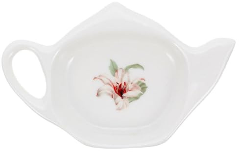 MAGICLULU Plat à en-Cas en Céramique Blanc de Théière, Porte-Sachet de Thé Délicat, Léger et Résistant Cuisine et Salon