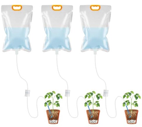Palmcee Drip Watering Bag, 3Pack Plant Drip Irrigation Kit with Adjustable Flow Valve Switch Automatic Watering Device Self Watering System for Indoor & Outdoor Plants (3.5 L)