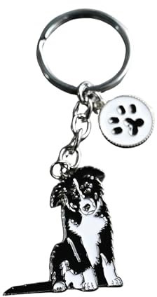 BT Bear Porte-clés en forme de chien en métal avec étiquette d'identification DO ID