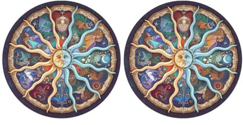 FIGGRITID 2000 Stück Puzzles Runde Puzzles Zodiac Boden Puzzle Kinder für Kreative Geschenk Wohnen Kultur - Zwölf Stern Bilder