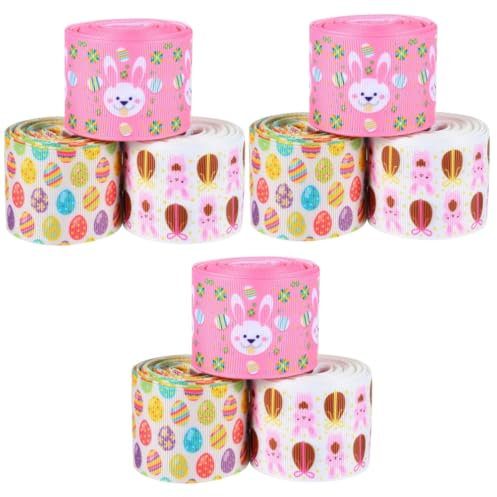 Operitacx 9 Rollen Osterband Dekorationen Haar ostereier banderole geschenkband ostern Girlande Hochzeitsdekoration Wickelband Bastelband machen Karotte schmücken Küken Schleife Kind Hase
