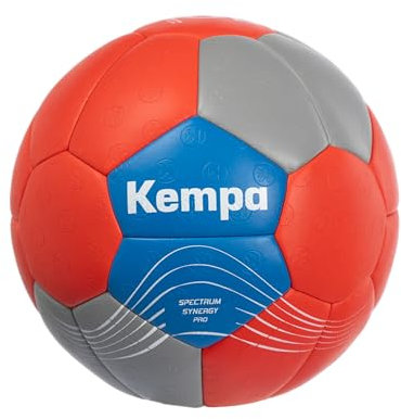 Kempa Spectrum Synergy Pro, Handball für Kinder und Erwachsene, Handball Top Spielball und Trainingsball, rot/grau/blau