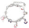Powmag Hello Kitty Armband, DIY Mädchen Armbänder, Charm Armband Kit, Verstellbarem Edelstahl Armreif Geschenk für Mädchen und Kinder, Kreatives Geschenk