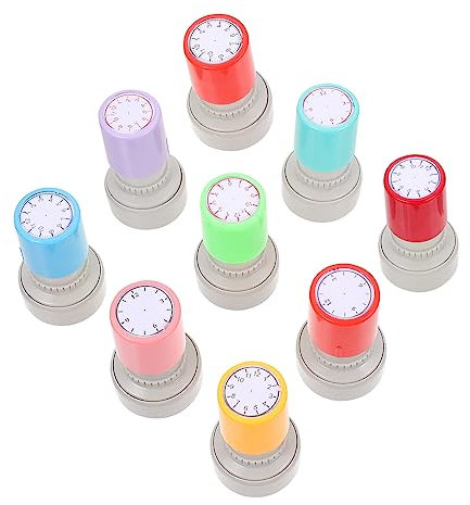 Abaodam 9 STK Uhrenstempel Prägetintenstempel Gummi Kartenherstellung Zeit Lernen Siegel Zeitlernstempel Stempel Spielzeug Karikatur Strumpf Briefmarken Für Uhrform Jesus Kind Abs Taschen