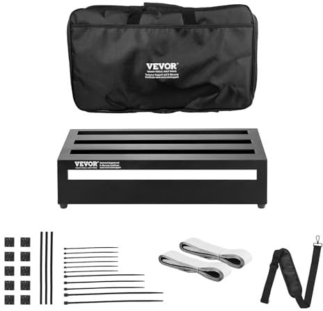 VEVOR Pedalboard für Gitarre, 508 x 280 mm, Aluminiumlegierung, 1 kg, Pedalboard für Gitarreneffekte, mit Tragetasche, Klettverschluss, Rollstreifen, bietet Platz für 10–12 Gitarrenpedale