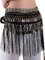 MUNAFIE Damen Samt Tribe Style Bauchtanz Hüfttuch mit Münzen Bauchtanz Kostüm Damen Bauchtanz Gürtel Fransen Rock Schwarz
