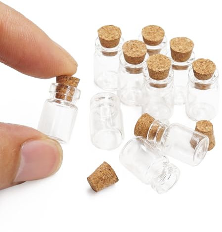 Odoria Dollhouse Glass Jars Miniature: 1/12 Scale Glass Bottles Food Container for Kitchen Restaurant - Mini Canister Empty with Cork 10Pcs