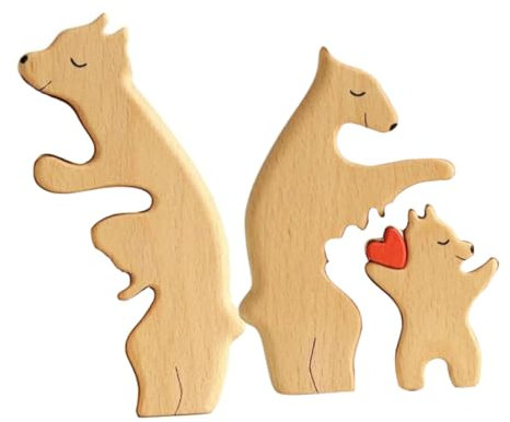 COSMEVIVI Holzfigur Bärenfamilie Puzzle Holztiere Bären Für Kreative Dekoration Für Wohnräume Und Zu Muttertag Und Geburtstagen