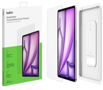Belkin ScreenForce - Protector de pantalla de vidrio templado para Apple iPad Air de 13 pulgadas, 6ª generación, delgado, extra duradero, resistente a los arañazos, fácil instalación, compatible con