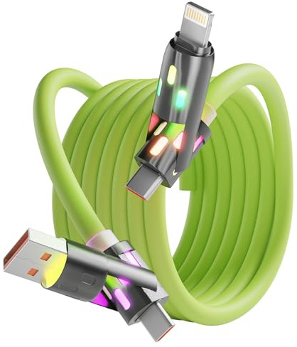 USB C to Lightning Cable, 240W 4 in 1 Charging Cable 5FT,Chubby USB A/C to C/Lightning Multi Charging Cable with Light for iPhone 16/15/14/13 Series/Phones/Pads/Laptop, Multi Chargers for All Device