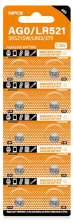 HINAYOSAN 10Pcs 1.55V 32mAh AG0 Alkaline Coin Cell SR521SW LR521 SR521 AG521 S521E 521A Battery Button Batteries For Watch Toys