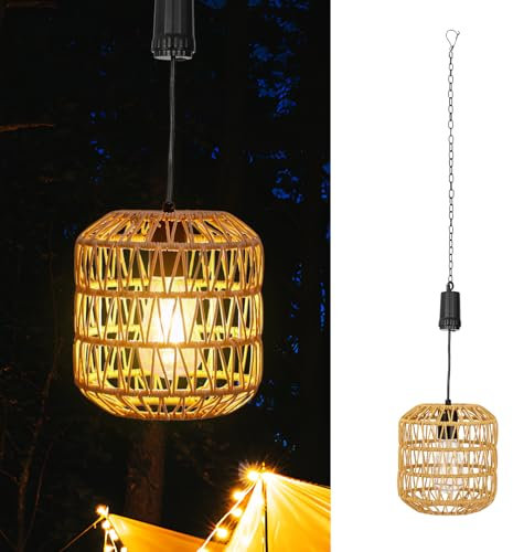 Outdoor HäNgelampe Mit Batterie, Ip44 Waterproof Akku Pendelleuchte With Warm White, 6 Hour Timer, 4*Aa Akku HäNgelampe For Patio, Bar, Garden, Patio, Living Room, Bedroom Boho Deko