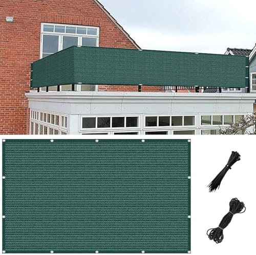 for Balcony 215 x 540 cm Air & Water Permeable Semi Transparent with Eyelets Garden Fencing Cover Dark Green Ideal for Outdoor Spaces Privacy Protection