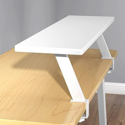 Clamp On Desk Shelf, Adjustable Single Desktop Extender Storage Organizer, Suitable for Desktop Bookshelf Above Storage Rack White (24x8in)