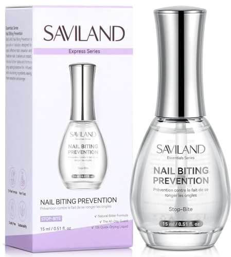 SAVILAND Stop Nail Biting: 15 ml Instant Bitter Deterrent Nail Biting Prevention for Adults 10s Quick-Drying No Bite Nail Polish Water Resistant Clear Nail Polish Repair for Nail Growth Care