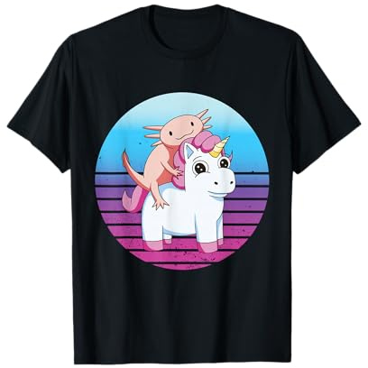 Kawaii Axolotl cavalca Un Cavallino Anfibio colorato Maglietta