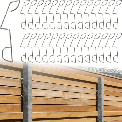 50 Pcs Fence Panel Wedges, Fence Wedges to Stop Banging, Stainless Steel Fence Panel Clips for 12 Fences Garden Wind Protector