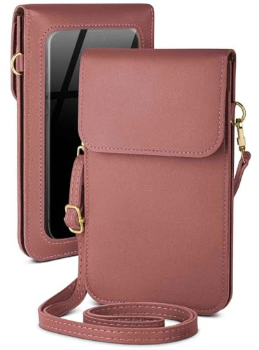 moex Handytasche zum Umhängen für Nothing Phone (3) kleine Handtasche mit Handyfach und Sichtfenster, 2 extra Fächer Mini PU Leder Handy Umhängetasche Damen CitySling, Rosa