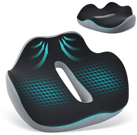 Stuhlkissen XXL, 50x40x10cm, Sitzkissen Orthopädisch, Bürostuhl Ergonomisch mit Loch Griff, Rutschfest Atmungsaktive Keilkissen Stuhl, Donut Kissen, Steißbeinkissen Sitzring Steißbein Entlastung