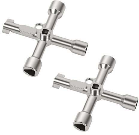 UZYXC Pack of 2 triangular keys for barrier posts, 5 sizes, inner dimensions 7 mm/10 mm/12 mm/13 mm/18 mm, bollard key, universal control cabinet key for bollard, wheelie bin, electricity meter box