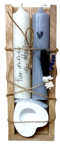 Fräulein Lotti Trauergeschenk * Box 2 Kerzen * Trauergeschenke von Herzen * Trauerkerze * Beerdigung * Andenken an Verstorbene * Trost Geschenk * Erinnerungslicht * Trockenblumen