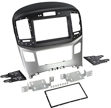 2-DIN Radioblende Hyundai H-1 Facelift mit autom. Klima und Uhr, schwarz-silber