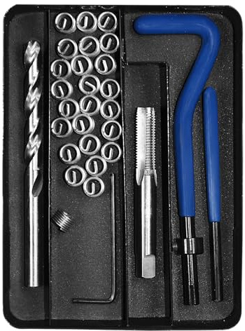 SW-Stahl 84017L Gewindereparatursatz M5 x 0,8 mm - 25 Gewindeeinsätze | Professionelles Gewindereparaturset für metrische ISO-Gewinde - Inklusive Gewindebohrer, Einbauwerkzeug und Abreißdorn