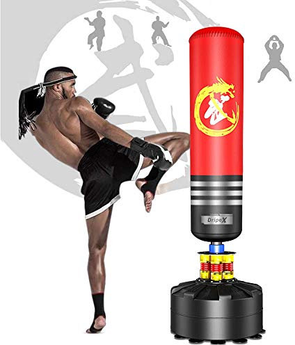 Dripex 175cm Boxsack Erwachsene Freistehender Standboxsack MMA Boxpartner Boxing Trainer Heavy Duty Boxsack mit Saugfuß