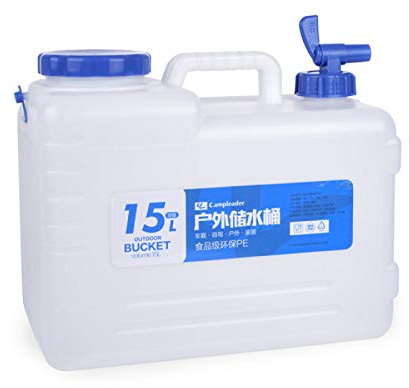 Recipiente de almacenamiento de agua de 15 litros, recipiente portátil de agua potable Jarra portadora de agua de viaje al aire libre con grifo para el hogar Camping Picnic BBQ Tour de auto-conducción
