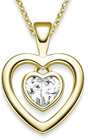 Amoonìc Damen Herzkette *Emotion* aus Silber 925 Gold vergoldet mit Zirkonia Herz-Anhänger I Eine Halskette zum Verlieben | Perfektes Liebesgeschenk