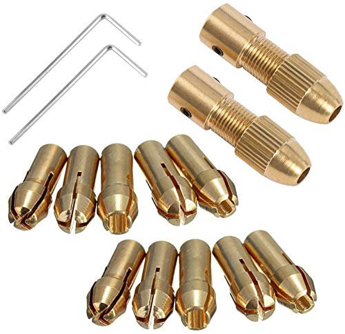 Pinza per trapano elettrico piccola Set micro mandrino trapano avvitatore Albero motore con chiave a brugola Tappo rame 2,0 mm (2,0 mm x 2 set)